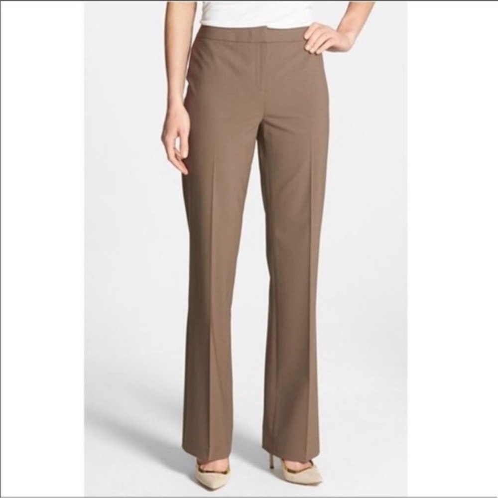 Lafayette 148 New York Virgin Wool Menswear Trousers 10 Light Brown